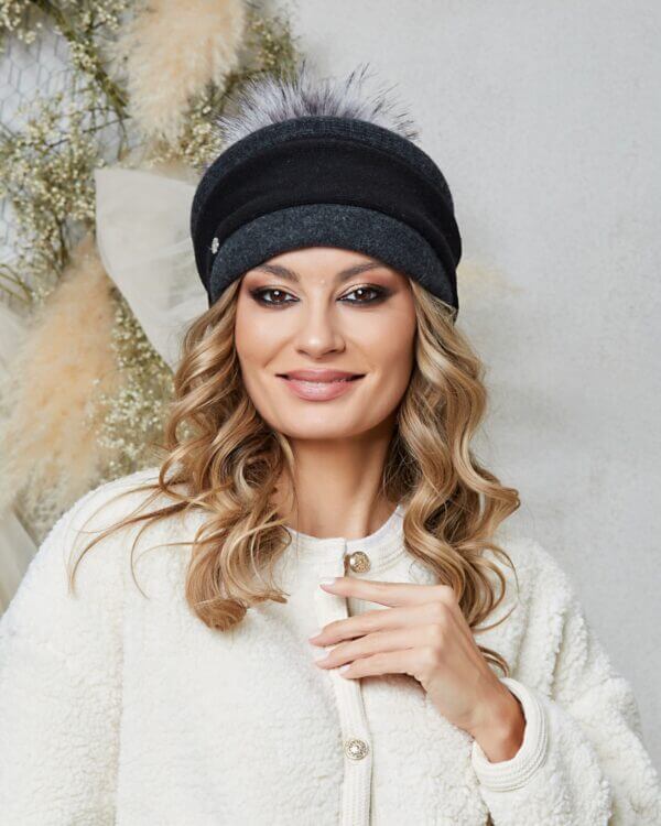 Caciula de dama cu pompon Herja 1